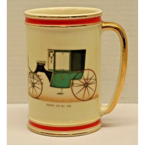 Vintage Hyalyn 620 Ceramic Stein Mug Coupe 3/4 No. 366 Auto Gold Tone Handle Rim - Picture 1 of 12